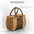 Unique wicker basket with additional leather items with flap by Ladybuq Art