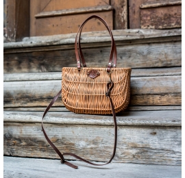 Original wicker basket with additional leather items by Ladybuq Art