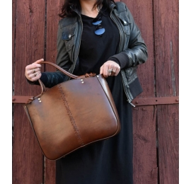 Unique handmade leather purse ELAINE bigger size