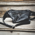 black leather belt bag