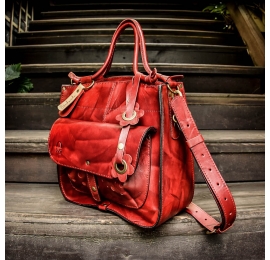 Elaine leather handbag in red colour