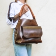 Beautiful leather handbag Alice with braided handle
