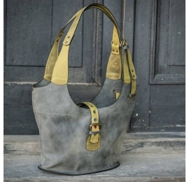 handmade natural leather unique tote bag made by Ladybuq Art