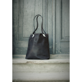 Unique Zuza bag with antique gold coloured fittings tote bag in Black colour with White accents