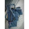 Kuferek in Navy Blue colour perfect laptop bag with exterior iPhone pocket made by Ladybuq Art