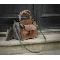 Handmade kuferek bag with a clutch grey and brown handy laptop bag every occasion bag brown and gray