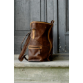 Sac à dos / sac de couleur marron avec accents de whisky sac à dos en cuir naturel fait à la main