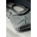 Übergroße graue handgemachte Einkaufstasche aus Naturleder von Ladybuq Art