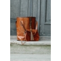julia handmade natural leather tote bag made by Ladybuq Art Studio