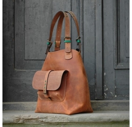 Leather bag Alicja XXL ginger color Ladybuq Art Studio bag Ultimate Edition series