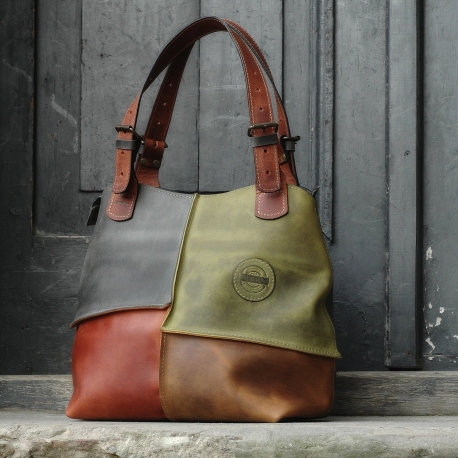 Alicja avec doublure spacieuse sac en cuir naturel fait à la main par Ladybuq Art Studio