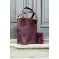 leather shoulder bag made by Ladybuq Julia in Plum color
