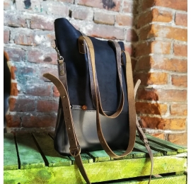 Handmade hobo bag ZOE in Black colour natural leather bag made by Ladybuq Art Studio
