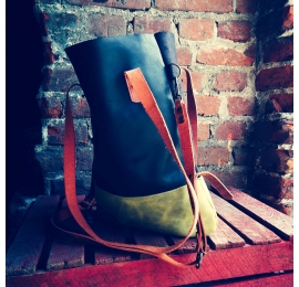 Handgemachte Hobo-Tasche ZOE in Schwarz und Limette mit Ingwer-Trägern von Ladybuq Art Studio