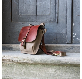 Original leather backpack Molly in Cognac/Beige color variation, shoulder or crossbody bag made by Ladybuq
