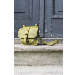 sac à main en cuir naturel de haute qualité de couleur citron vert par ladybuq art