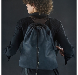 leather bag made of natural leather backpack suit made black