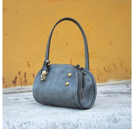 Leather purse Pepa unique design handmade color Grey