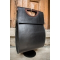 Leather tote bag from new collection in black colour made by ladybuq art