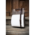 White bag with Grey accents original leather bag made by ladybuq art