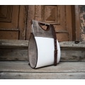 White bag with Grey accents original leather bag made by ladybuq art